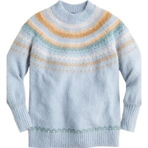 J.Crew Fair Isle Yoke Puff Sleeve Sweater Women's Size Alpaca Wool Blend